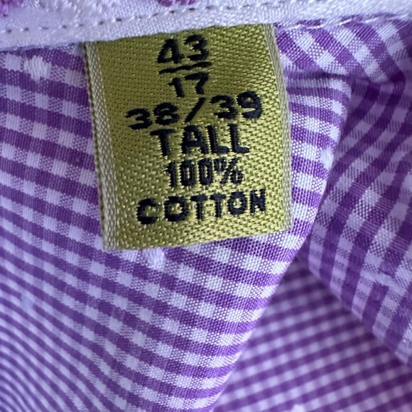 Robert Graham Purple Plaid Swiss Dot Button Shirt Size 17 Tall 38/39 - Picture 7 of 7